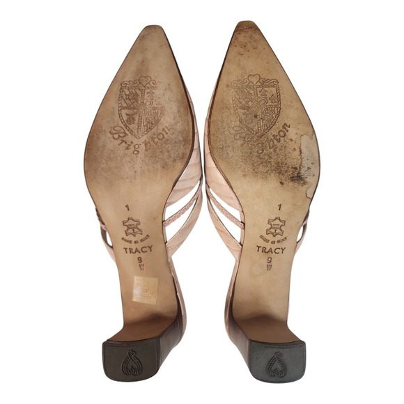 Brighton Italy Tricy Mules Sz 9W Pink Croc Pointed Toe Kitten Heels Slip On Shoe - Picture 6 of 8